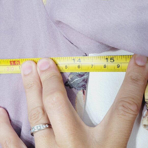 Ardene Purple Dress Pink Green Floral 3/4 Sleeve Off The Shoulder Dress XS - Picture 8 of 9